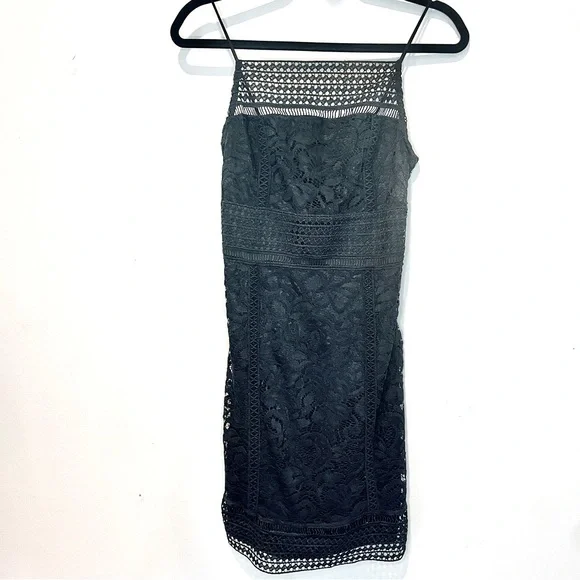 Topshop Black Lace Body Con Spaghetti Strap Mini Dress